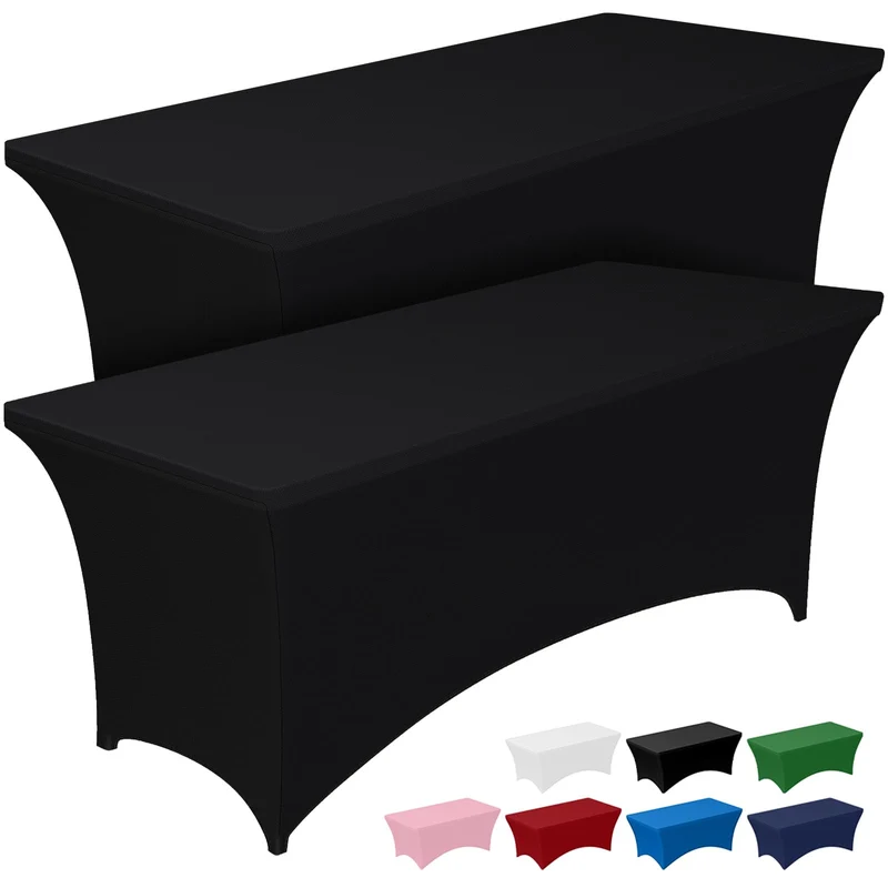 Pureegg Spandex Tablecloth 6ft - 2 Pack, Fitted and Tight Table Cloth for Rectangular Table, Wrinkle-Free and Stretch Table Cover for Party, Wedding, and Banquet, Black, 72" L x 30" W x 30" H 🍁 All In One Marketplace Canada