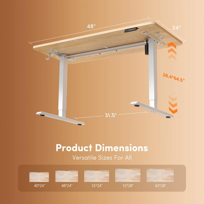 FEZIBO Standing Desk 47 x 24 Inch, Height Adjustable Desk with Memory Buttons, Electric Sit Stand Desk with 7th Gen Lift System, Home Office Table with Splice Board (Maple) 🍁 All In One Marketplace Canada