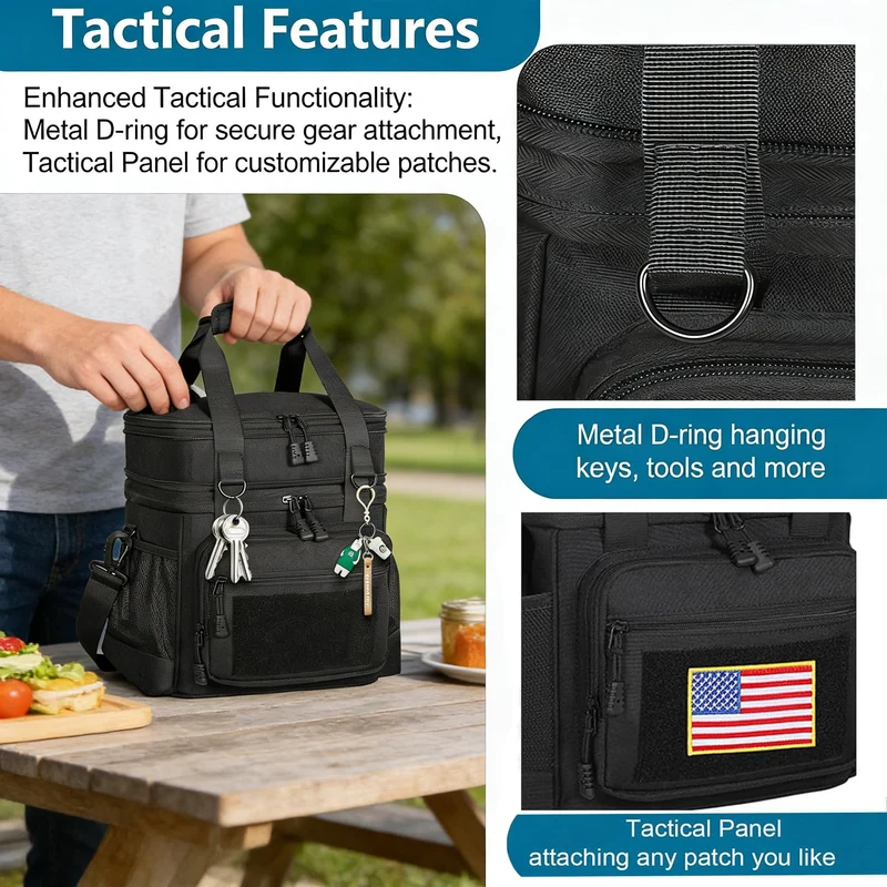 Tactical Lunch Box Cooler Bag - Expandable Insulated Lunch Bag for Men Daily - Large Lunchbox for Adults Work Shifts Outdoor Trips Black 16L 🍁 All In One Marketplace Canada