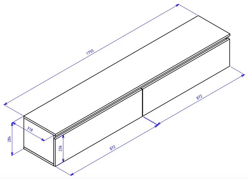 Hängender RTV-Schrank Bemmi 175 cm Kaschmir