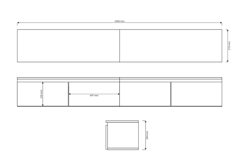 Bemmi Hängender TV-Schrank 200 cm Weiß