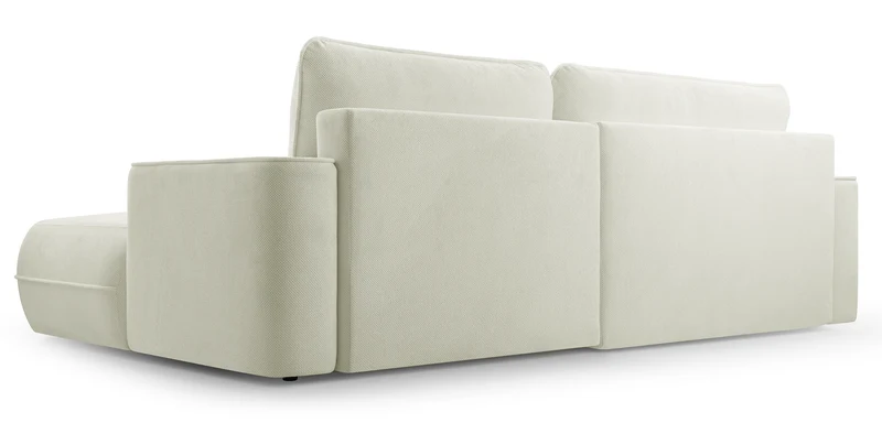 Ecksofa mit Schlaffunktion Fuerro, L-förmig, rechtsseitig, mit Stauraum, weiß, wasserabweisendes Geflecht