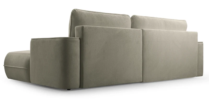 Ecksofa mit Schlafunktion Fuerro, L-förmig, rechtsseitig, mit Stauraum, hellbraun, geflochten, wasserabweisend