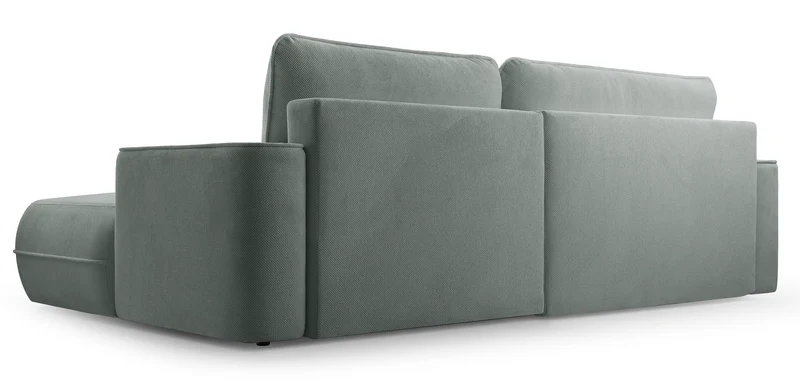 Ecksofa mit Schlaffunktion Fuerro, L-förmig, rechtsseitig, mit Stauraum, grau-beige, geflochten, wasserabweisend