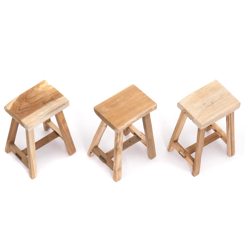HOLZ HOCKER "SQUARE 30" | Teakholz, 30 cm | Teak Schemel, Blumenhocker