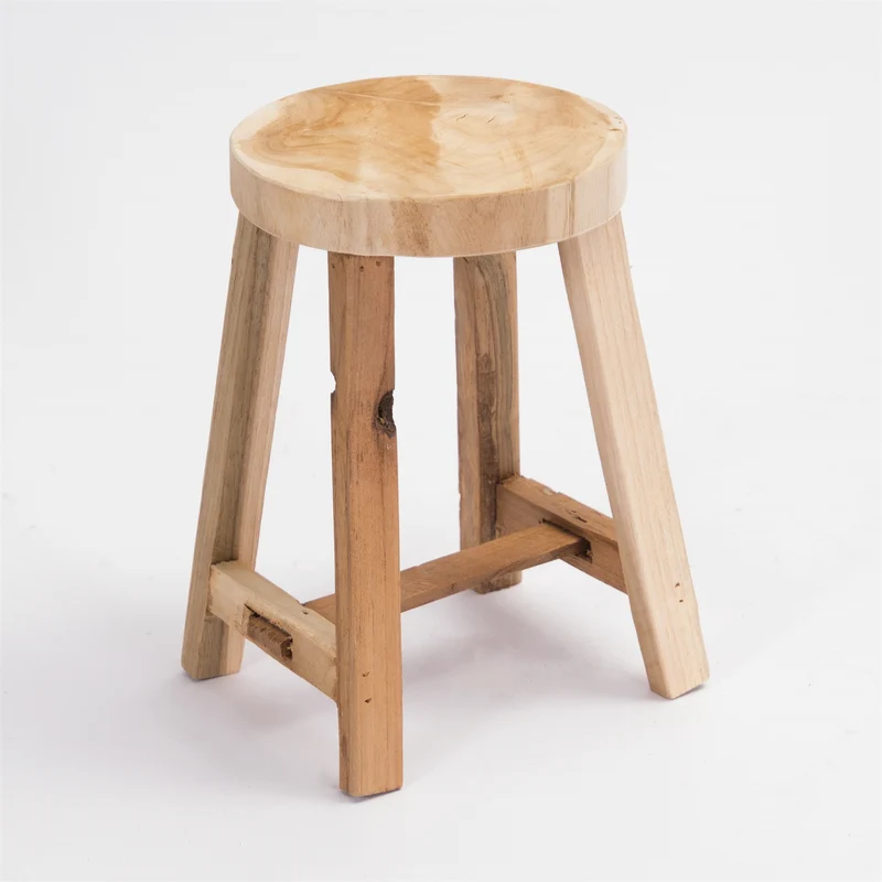 RUNDER HOCKER "LEVI" | Teak, 30 cm | Holz Schemel, Blumen Hocker