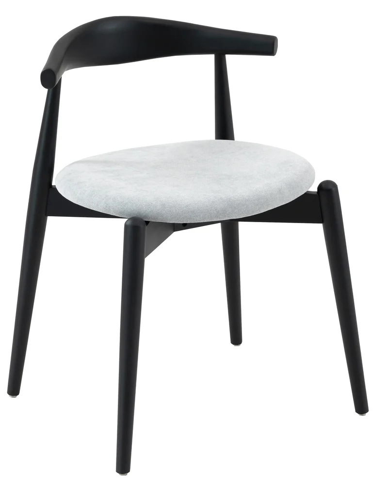 Holzstuhl für das Esszimmer Dinesse mit pflegeleichtem Stoff in grauem Chenille/Schwarz