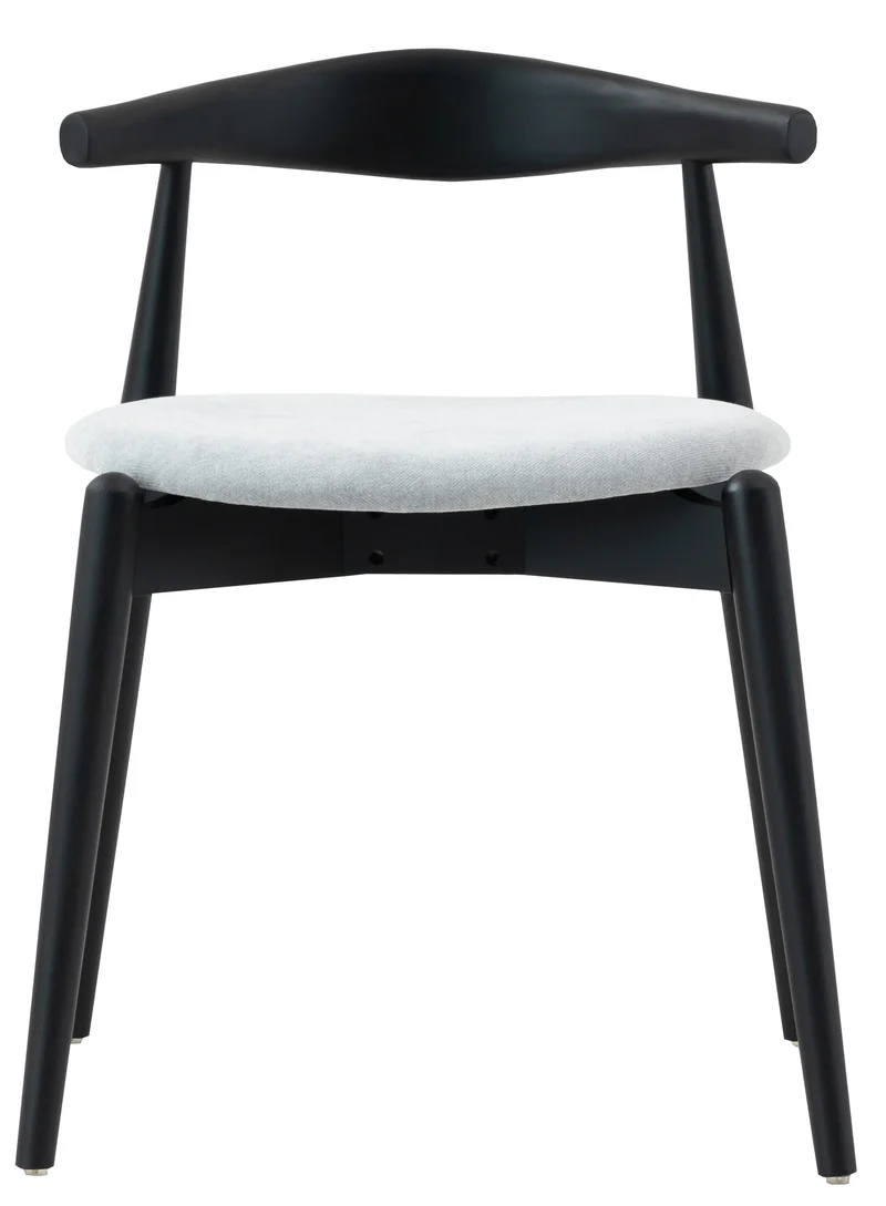 Holzstuhl für das Esszimmer Dinesse mit pflegeleichtem Stoff in grauem Chenille/Schwarz