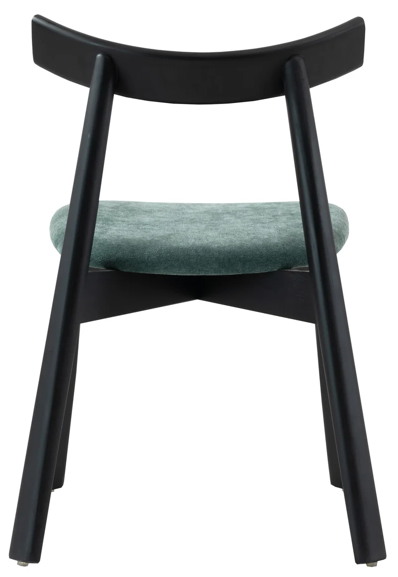 Holzstuhl für das Esszimmer Delify mit leicht zu reinigendem Stoff in dunkelgrünem Chenille/Schwarz