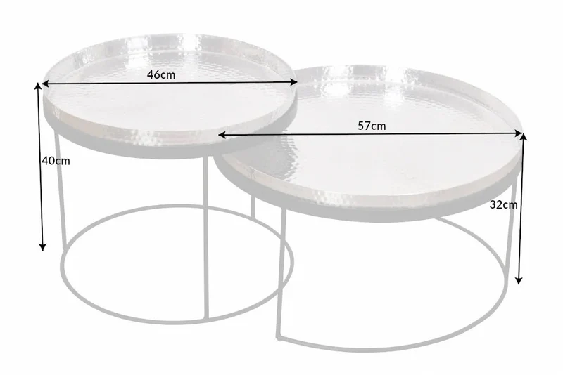Modernes 2er Set Couchtisch MARTELLO schwarz silber