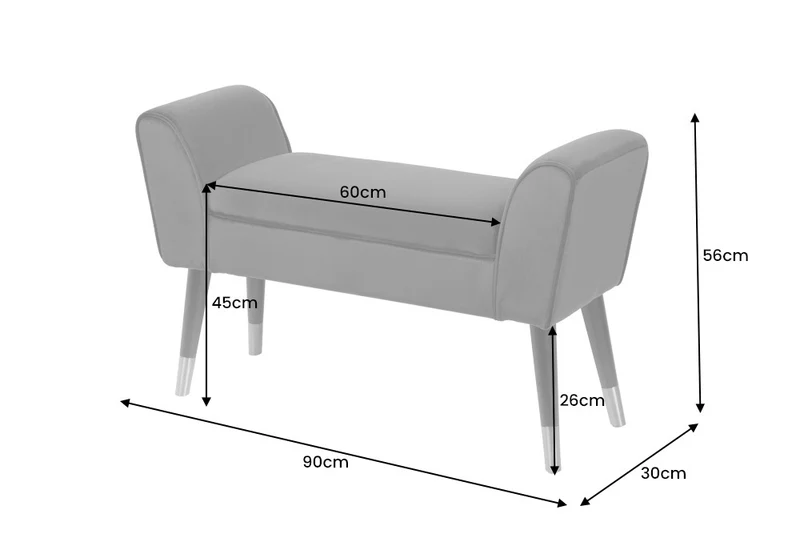 Elegante Sitzbank CAROLIN 90cm beige Samt
