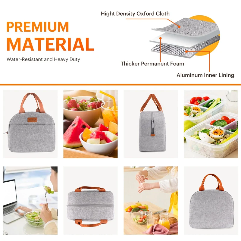 Lunch Bag for Women & Men Adult Insulated Lunch Box, Small Leakproof Cooler Food Lunch Containers Reusable High Capacity Lunch Tote Bags for Work, Travel, Outdoor 🍁 All In One Marketplace Canada