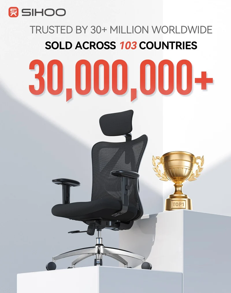 SIHOO Ergonomic Office Chair Computer Chair Desk Chair, Adjustable Headrests Chair Backrest and Armrest's Mesh Chair (Black) 🍁 All In One Marketplace Canada