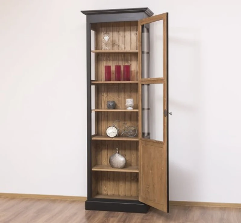 Casa Padrino Vitrine im Landhausstil mit 1 Tür, 75 x 40 x 220 cm