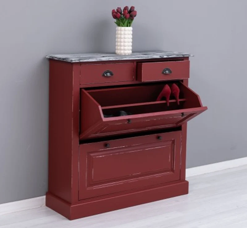 Casa Padrino Schuhschrank im Landhausstil mit 2 Türen und 2 Schubladen, 103 x 35 x 105 cm