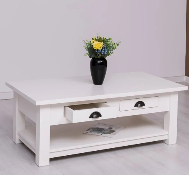 Casa Padrino Couchtisch im Landhausstil mit 2 Schubladen, 120 x 65 x 45 cm