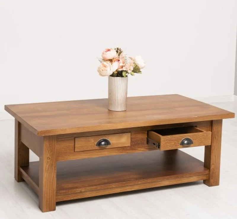 Casa Padrino Couchtisch im Landhausstil mit 2 Schubladen, 120 x 65 x 45 cm