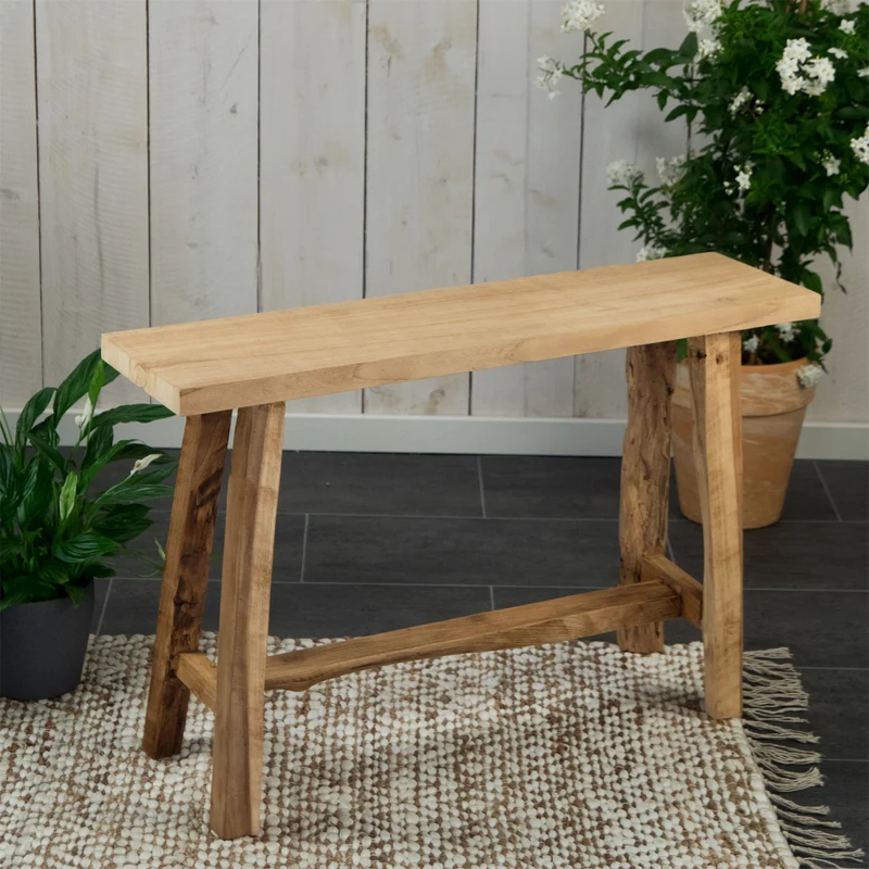 SITZ BANK "SOLO" | Teakholz, 80 cm | Holzbank, Flurbank