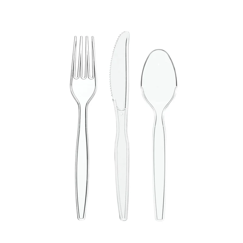 Gusto [360 Combo Pack] Heavy Duty Clear Silverware, Heavyweight Utensils - 180 Forks, 120 Spoons and 60 Knives Cutlery, Reusable, Perfect for Wedding, Parties and Events - Formerly Comfy Package 🍁 All In One Marketplace Canada