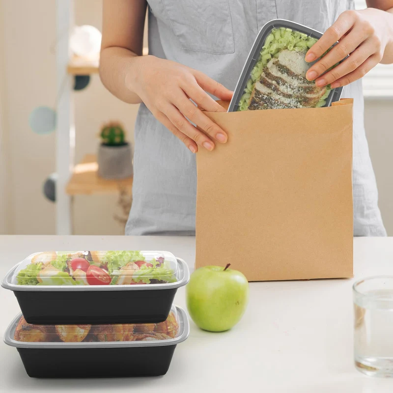 Meal Prep Containers Reusable 38oz - Food Containers with Lids 50 Pack, Disposable to Go Containers, Leakproof Food Prep Containers, Stackable, Takeout, BPA-Free, Microwave/Freezer Safe 🍁 All In One Marketplace Canada