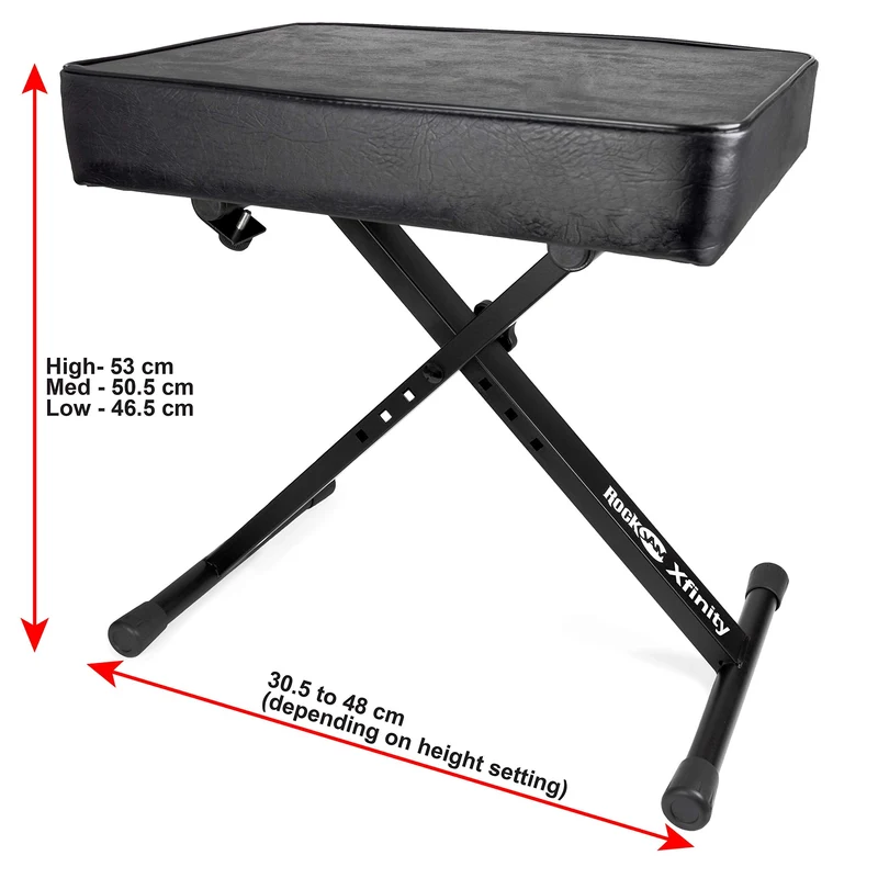 RockJam KB100 Adjustable Padded Keyboard Bench, X-Style, Black 🍁 All In One Marketplace Canada