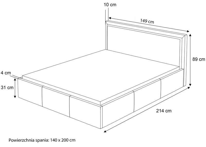 Polsterbett 140x200 cm Soave mit Stauraum und Metallrahmen, hellbeiger Samt
