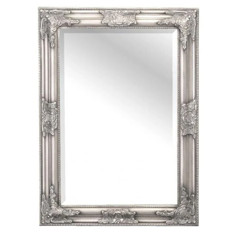 Eleganter Barock-Spiegel BESSA 80x60cm silber-antik Holzrahmen