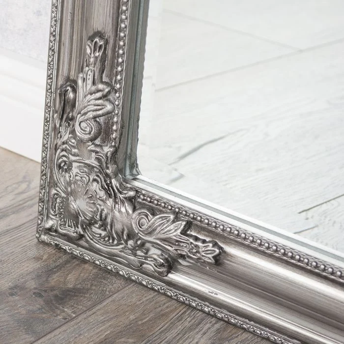 Eleganter Barock-Spiegel BESSA 80x60cm silber-antik Holzrahmen