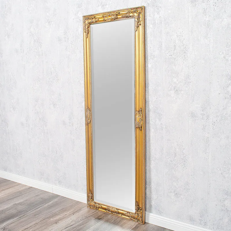 Eleganter Barock Spiegel BESSA 140x50cm gold-antik Holzrahmen