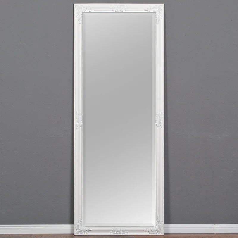 Eleganter Barock Spiegel BESSA 160x60cm weiß-matt Holzrahmen