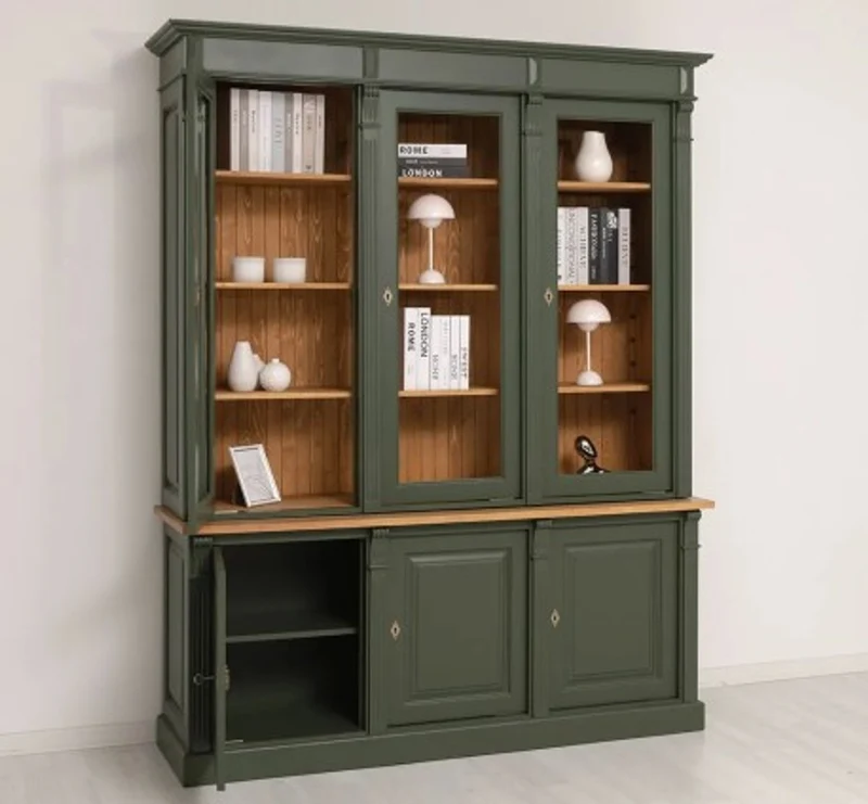 Casa Padrino Vitrine im Landhausstil mit 3 Türen, 183 x 51 x 228 cm