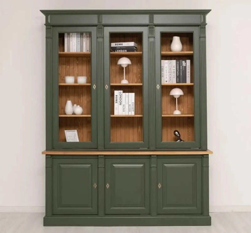 Casa Padrino Vitrine im Landhausstil mit 3 Türen, 183 x 51 x 228 cm