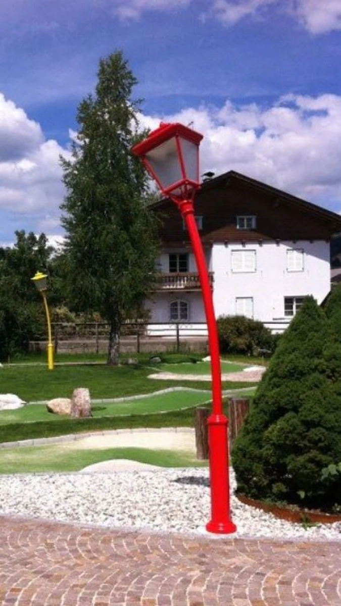 Casa Padrino Jugendstil Gartenlaterne Rot H. 353,5 cm - Außenbeleuchtung
