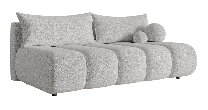 Dreisitziges Sofa Dandelino Mini mit Schlafunktion, hellgraues Geflecht