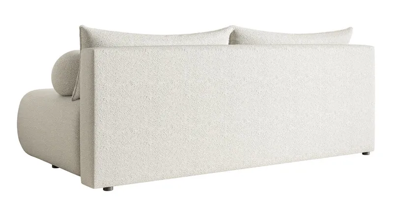 Dreisitziges Sofa Dandelino Mini mit Schlaffunktion, hellbeige Bouclé