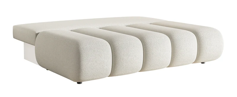 Dreisitziges Sofa Dandelino Mini mit Schlaffunktion, hellbeige Bouclé