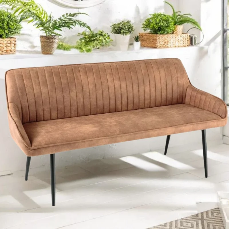 Elegante Sitzbank MILAN ca.160cm Mikrofaser vintage-braun Armlehnen