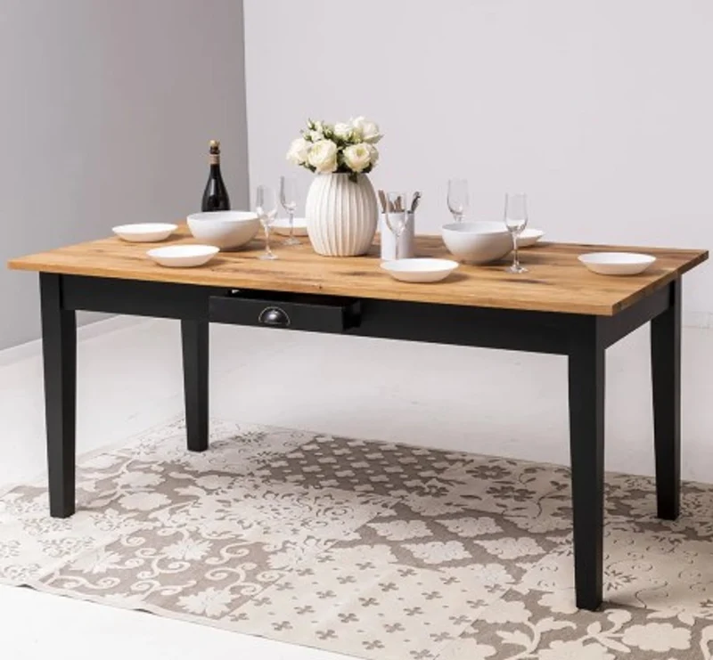 Casa Padrino Esstisch im Landhausstil mit Eichenholzplatte, 180 x 90 x 78 cm