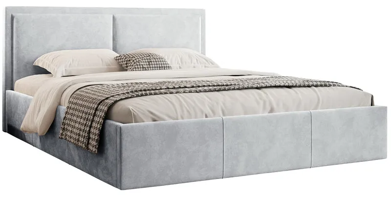 Polsterbett 160x200 cm Soave II mit Stauraum und Metallrahmen, hellgrauer Samt