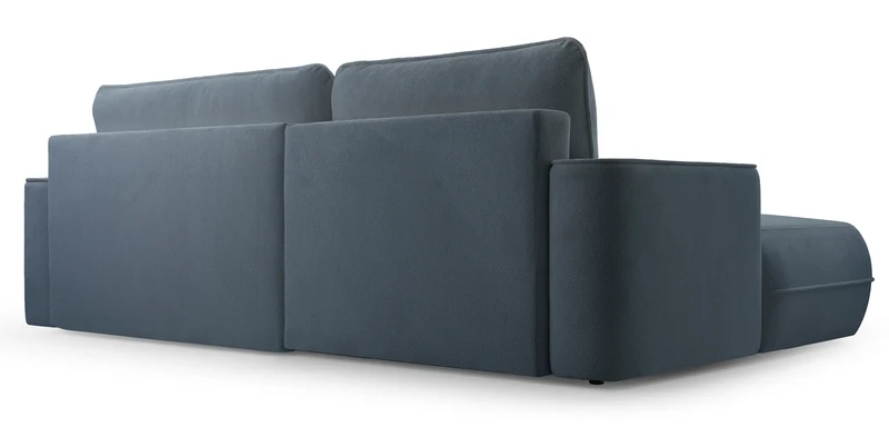 Ecksofa mit Schlaffunktion Fuerro, L-förmig, linksseitig, mit Stauraum, hellblau, geflochten, wasserabweisend
