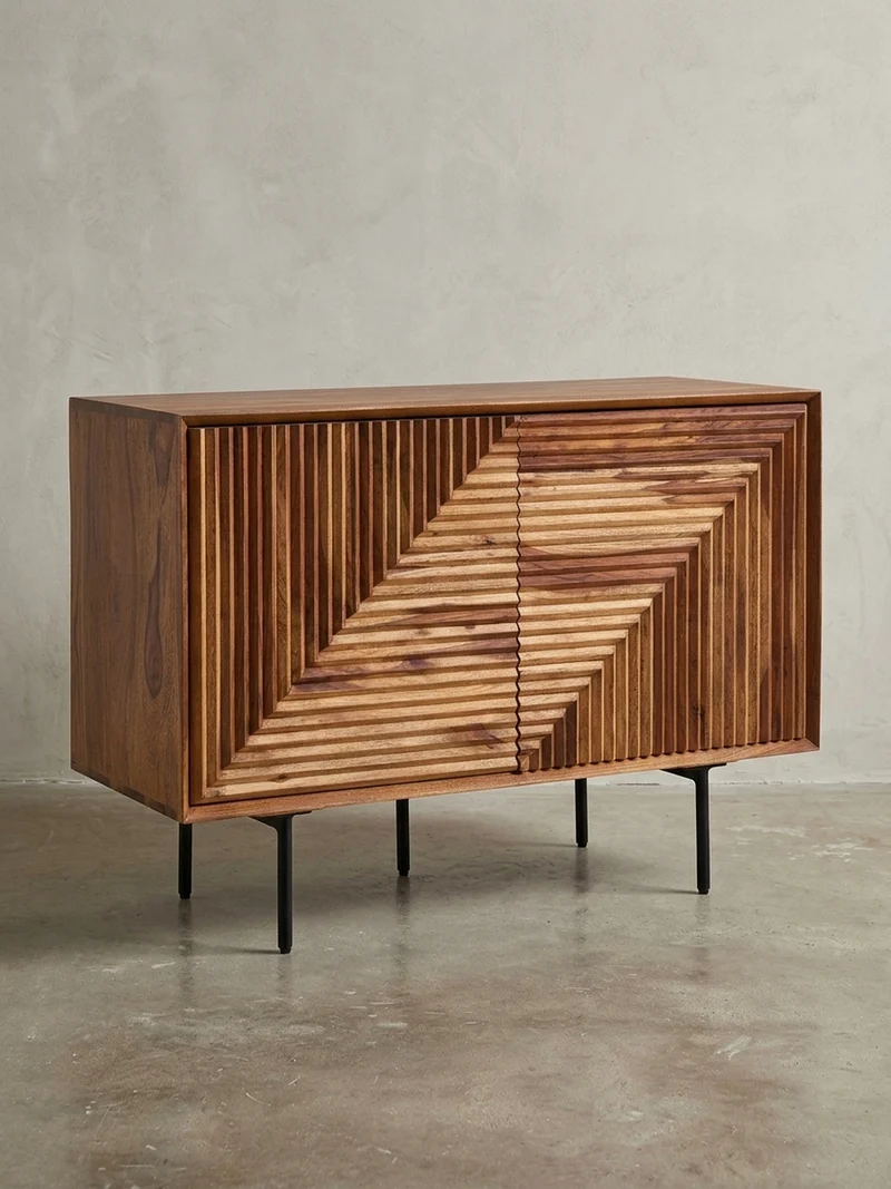 Sideboard – "Harmony", Massivholz mit Metalldetails, viel Stauraum