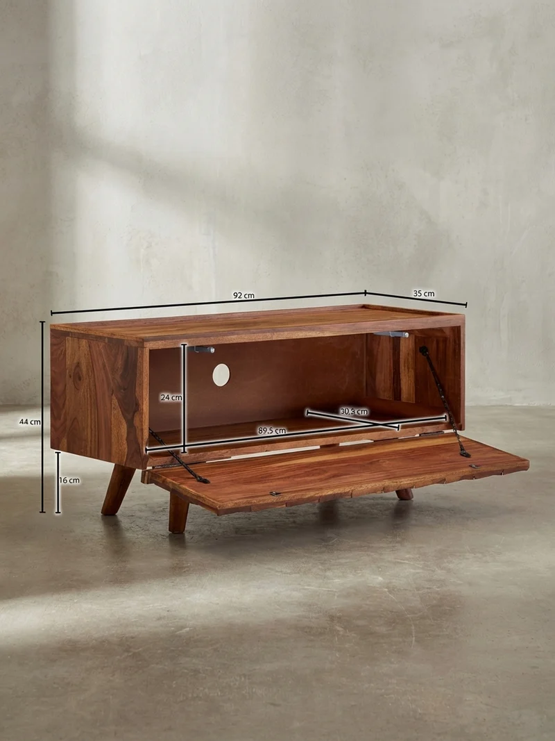 Lowboard Massivholz Landhausstil Modell Oasis für Fernseher bis 50 Zoll mit Kabeldurchlass