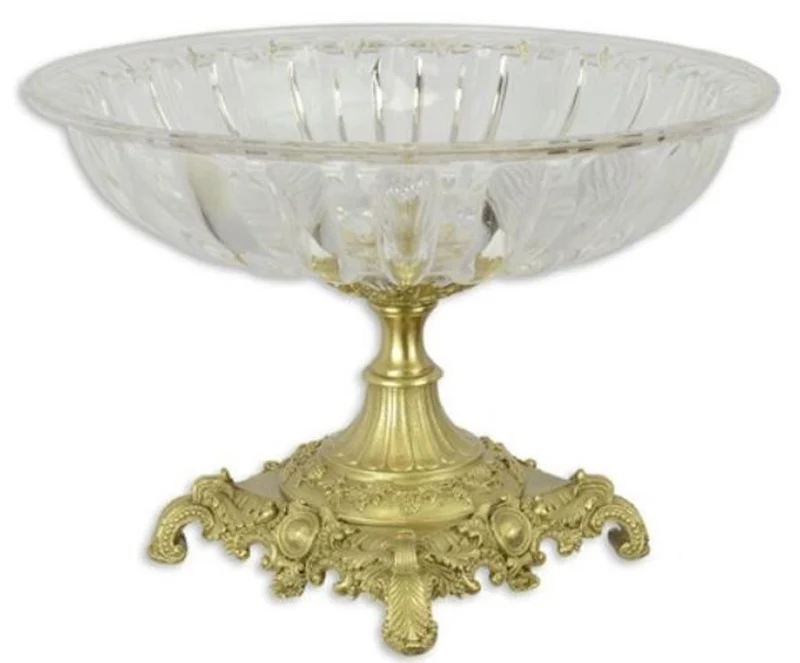 Casa Padrino Barock Schüssel Gold Ø 39,5 x H. 27 cm - Runde Obstschale im Barockstil - Barock Deko Accessoires