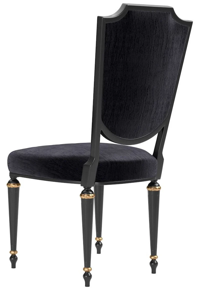 Casa Padrino Luxus Barock Esszimmer Set Schwarz / Antik Gold - 1 Esszimmertisch & 6 Esszimmerstühle - Barock Esszimmermöbel - Luxus Qualität - Edel & Prunkvoll