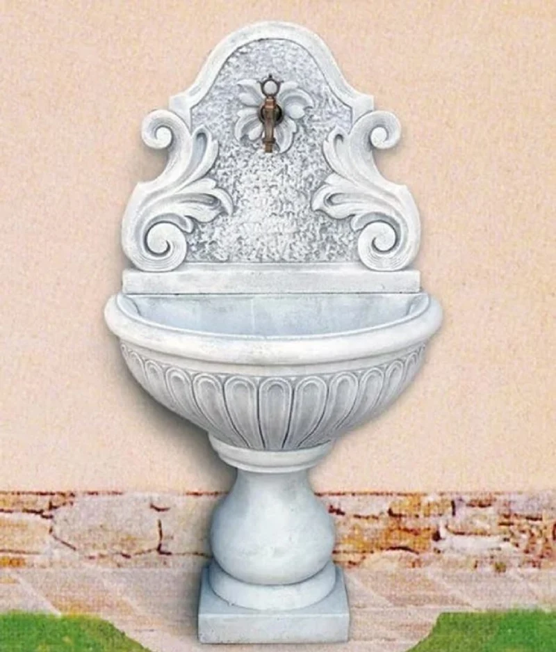 Casa Padrino Jugendstil Wandbrunnen Grau / Antik Messing H. 142 cm - Made in Italy