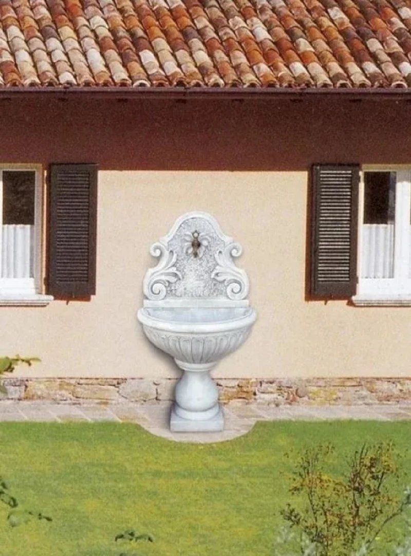 Casa Padrino Jugendstil Wandbrunnen Grau / Antik Messing H. 142 cm - Made in Italy