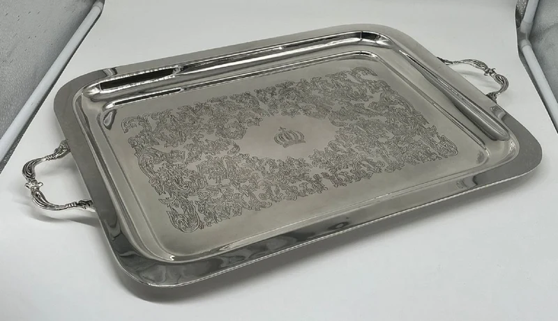 Pompöös by Casa Padrino Luxus Barock Serviertablett Krone Silber 53 cm - designed by Harald Glööckler