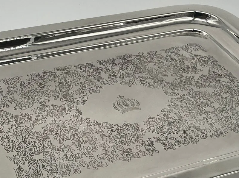Pompöös by Casa Padrino Luxus Barock Serviertablett Krone Silber 53 cm - designed by Harald Glööckler