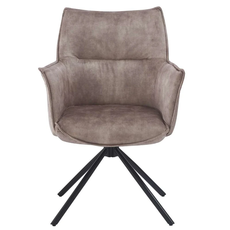 Drehbarer Design Stuhl AURELIA creme Samt Metallgestell 360°
