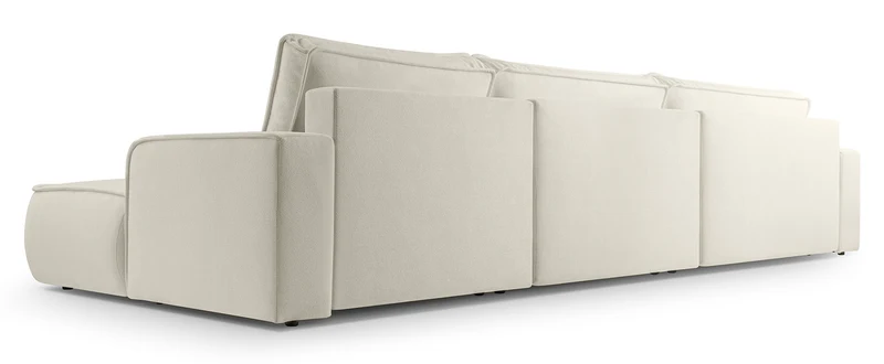 U-förmige Mollaro Eckcouch mit Schlaffunktion, universell, mit Stauraum, in cremefarbenem Bouclé-Stoff